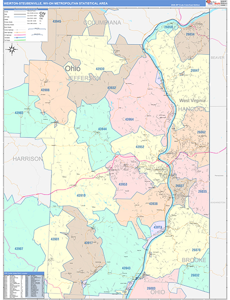 Weirton-Steubenville Metro Area Wall Map